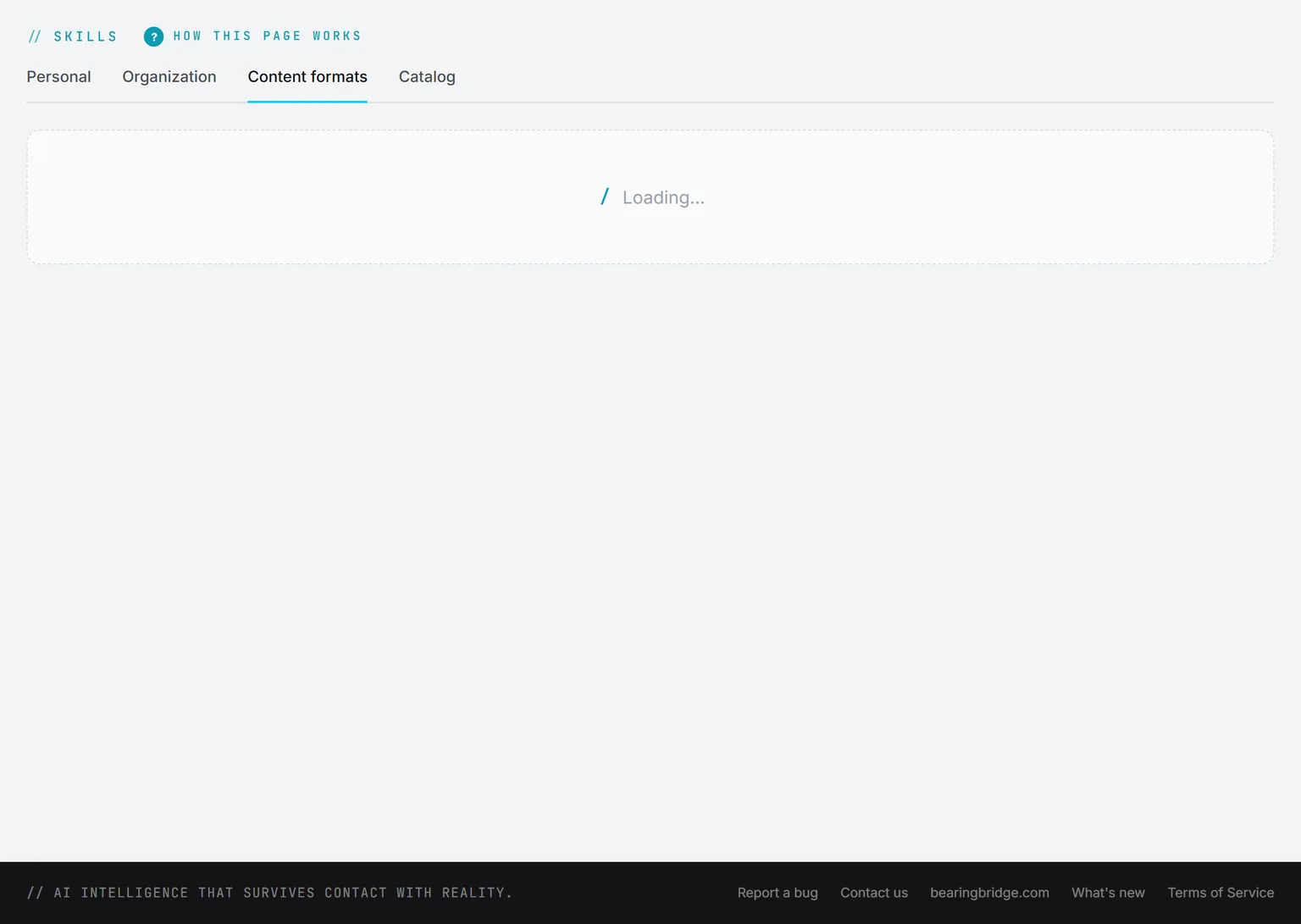 The Content formats tab: 37 formats, each with Switch off and Edit